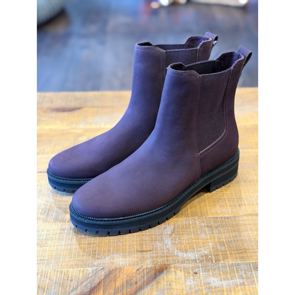 Woman's TOMS Bennet Chelsea Boot Water Resistant Blackberry Nubuck Leather SZ 12